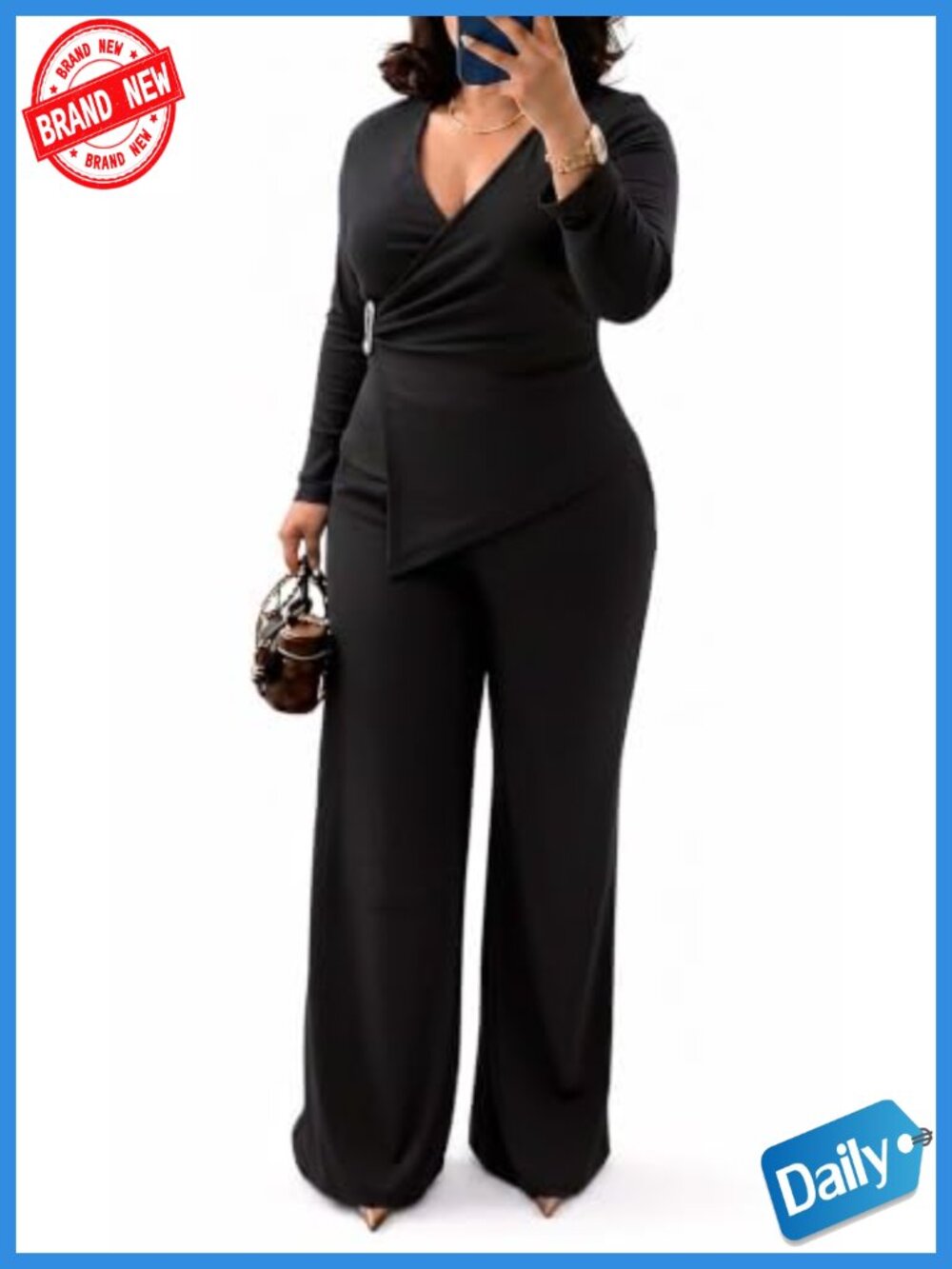 2 Piece Lounge Set for Women - Ruched Top & Wide Leg Palazzo Pants